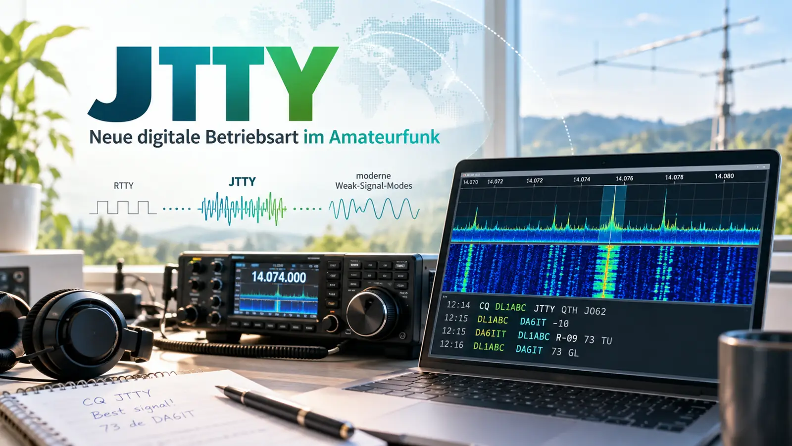DA6IT Titelbild: JTTY und digitale Signale im Amateurfunk.